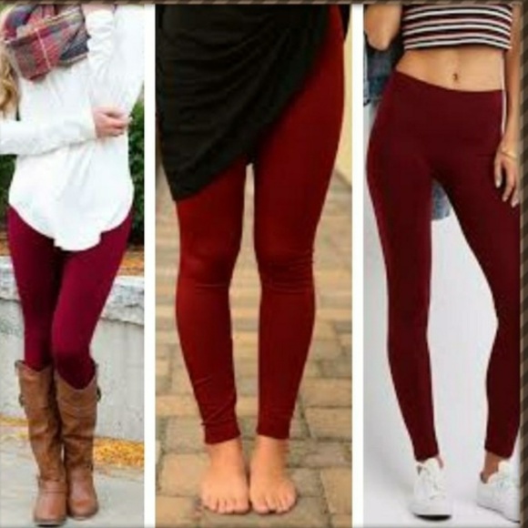 C.C. Boutique Pants - ONE LEFT EACH SIZE Burgundy Fleece Lined Leggings